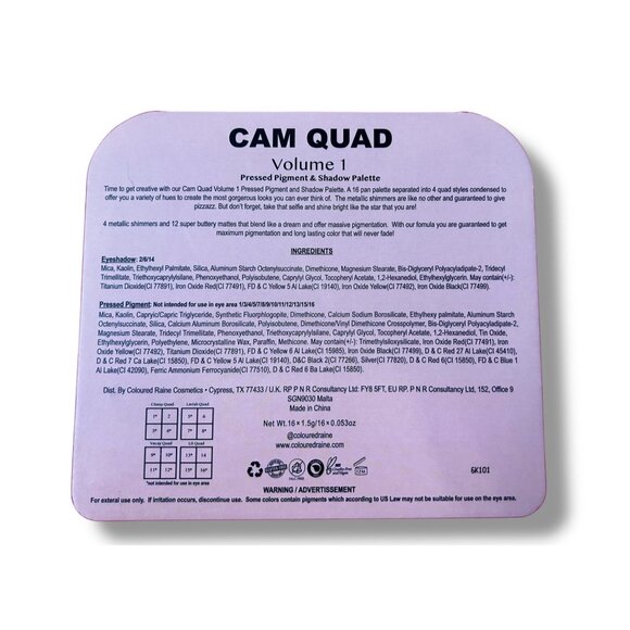 Coloured Raine Cam Quad eyeshadow Pigment Palette Colorful Metallic Matte - Picture 2 of 4